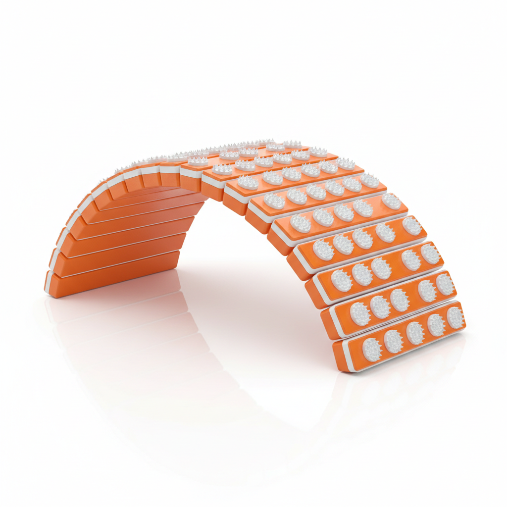 SpineCraft StretchArch orange multi-level back stretcher with acupressure nodules hero shot