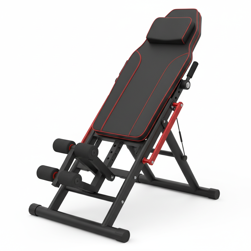 SpineCraft GravityFlex 800 black and red folding inversion table hero shot